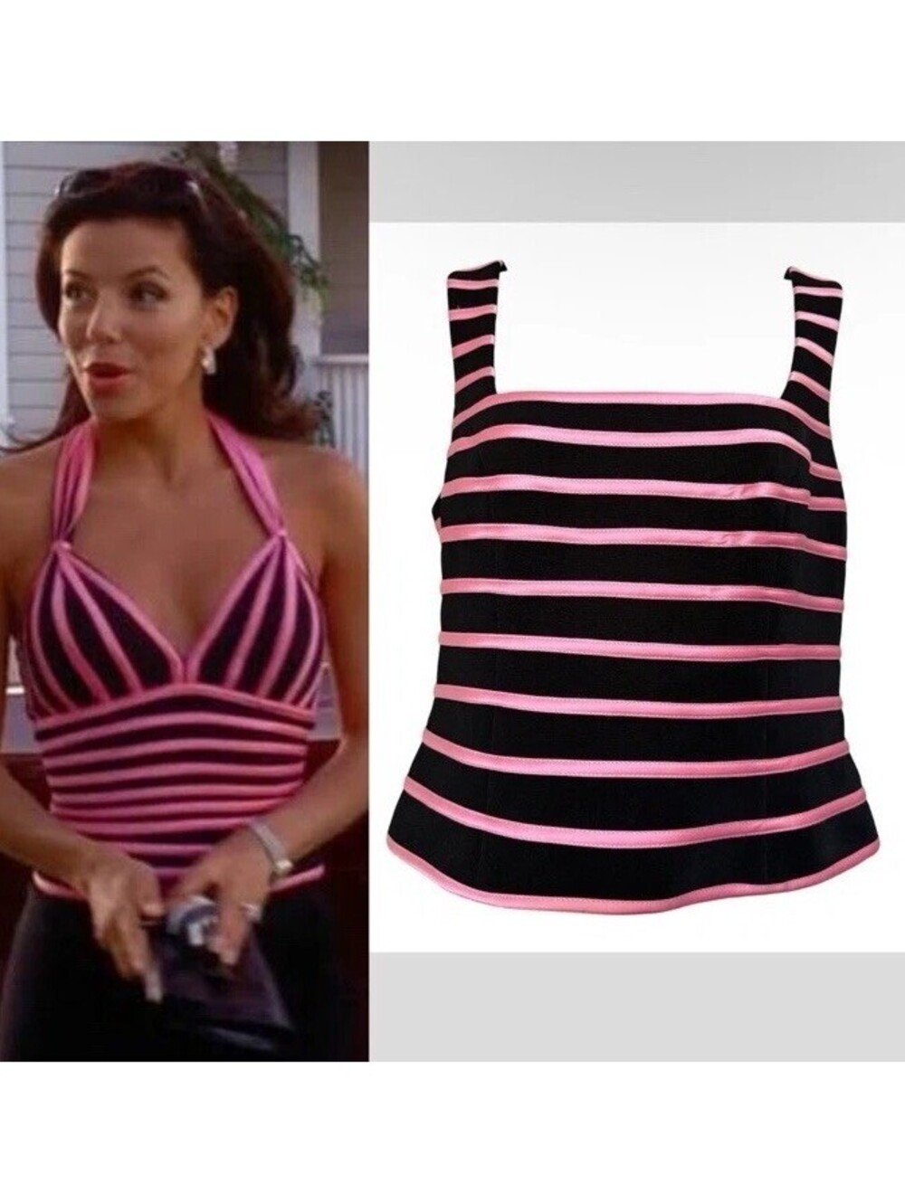 ASO Gabrielle Solis Desperate Housewives Cache Pink Black ALT Striped Size 10